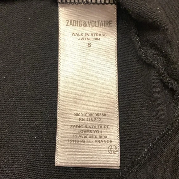 Zadig & Voltaire Black T-Shirt Short Sleeve Small - Picture 4 of 7